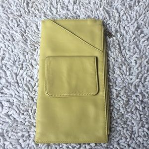 Danier Yellow Leather Clutch zippered travel wallet